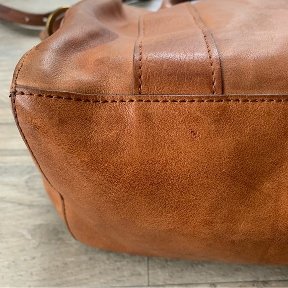 Madewell Prague Satchel Leather Tan Crossbody Bag Water Stains - Picture 13 of 16